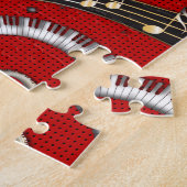 ピアノ鍵音楽ノートのグランジな花柄の渦巻 ジグソーパズル (側面)