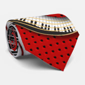 ピアノ鍵音楽ノートのグランジな花柄の渦巻 ネクタイ (ロール)