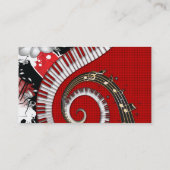 ピアノ鍵音楽ノートのグランジな花柄の渦巻 名刺 (裏面)