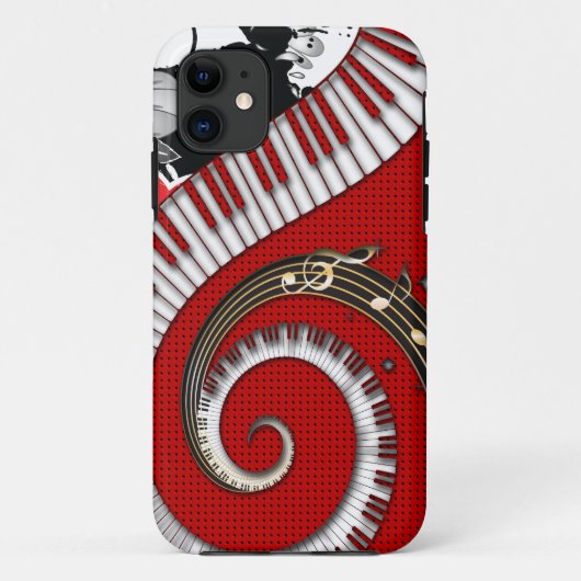 ピアノ鍵音楽ノートのグランジな花柄の渦巻 Case-Mate iPhoneケース (裏面)