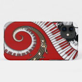 ピアノ鍵音楽ノートのグランジな花柄の渦巻 Case-Mate iPhoneケース (裏面(横))
