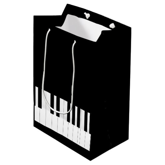 ピアノ鍵音楽愛好家 ミディアムペーパーバッグ (正面アングル)