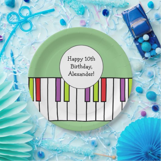 ピアノ鍵音楽誕生日パーティー年齢パーソナライズされた ペーパープレート (パーティー)