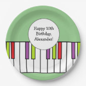 ピアノ鍵音楽誕生日パーティー年齢パーソナライズされた ペーパープレート (正面)