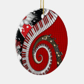 ピアノ鍵音符グランジフローラ渦 セラミックオーナメント (右)