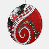 ピアノ鍵音符グランジフローラ渦 セラミックオーナメント (左)