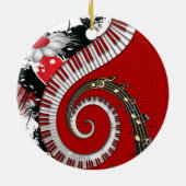 ピアノ鍵音符グランジフローラ渦 セラミックオーナメント (裏面)
