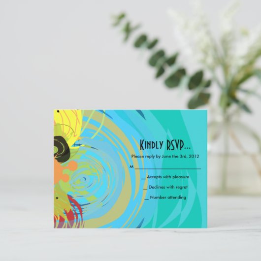 ピアノ鍵&スターズバーバルミツワー返信カード 出欠カード (スタンド正面)