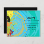 ピアノ鍵&スターズバーバルミツワー返信カード 出欠カード (正面/裏面)