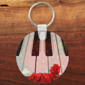 ピアノ鍵、バラ、音楽ノート_ キーホルダー (正面)