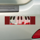 ピアノ鍵、バラ、音楽ノート_ バンパーステッカー (車上)