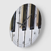 ピアノ鍵 – 白黒 ラージ壁時計 (傾斜)