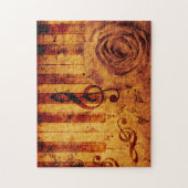 ピアノ鍵(音符とバラ) ジグソーパズル (縦)