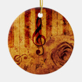 ピアノ鍵(音符とバラ) セラミックオーナメント (正面)