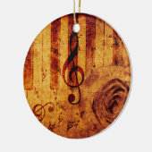 ピアノ鍵(音符とバラ) セラミックオーナメント (左)