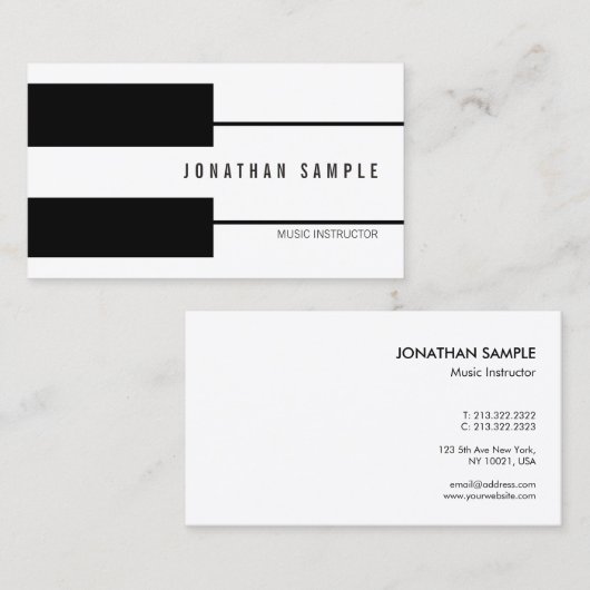 ピアノ音楽の先生のインストラクターのクリエイティブのモダン 名刺 (正面/裏面)
