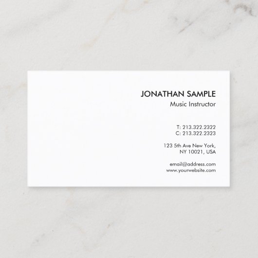 ピアノ音楽の先生のインストラクターのクリエイティブのモダン 名刺 (裏面)
