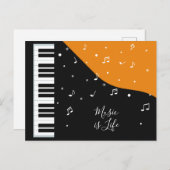 ピアノ音楽カスタム文字はがき ポストカード (正面/裏面)
