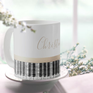 ピアノ音楽ノート コーヒーマグカップ