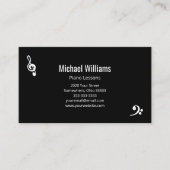 ピアノ音楽レッスンQRコード白黒 名刺 (正面)