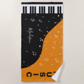 ピアノ音楽名前をカスタムするのビーチタオル ビーチタオル (正面)