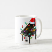 ピアノ音楽愛好家 クリスマス サンタ帽子 ピアノ コーヒーマグカップ (正面右)