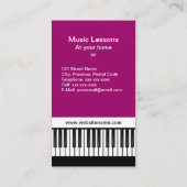 ピアノ音楽暗い赤紫色の名刺 名刺 (裏面)