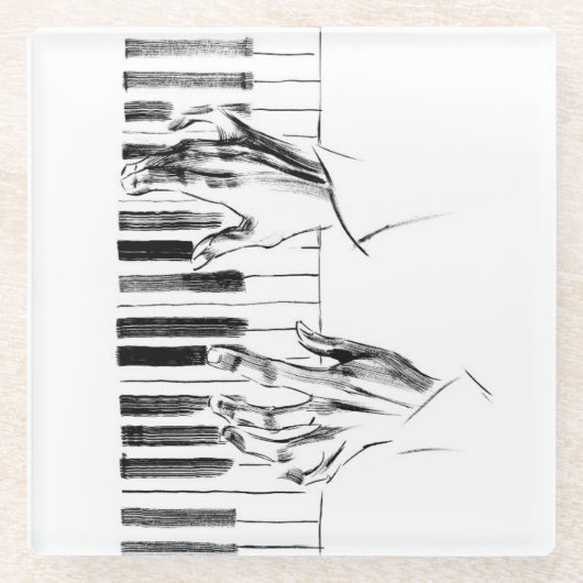 ピアノ音楽 ガラスコースター (正面)