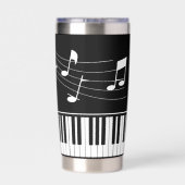 ピアノ音符スクリプト名白黒 カスタム 保温保冷タンブラー (背面)