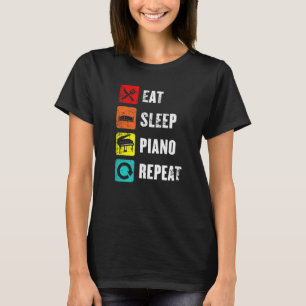 ピアノ食べスローガンスリープリピート成功遊音楽C Tシャツ