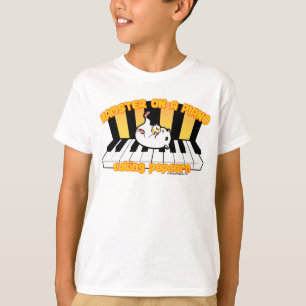 ピアノ食べ物のポップコーンのハムスター Tシャツ
