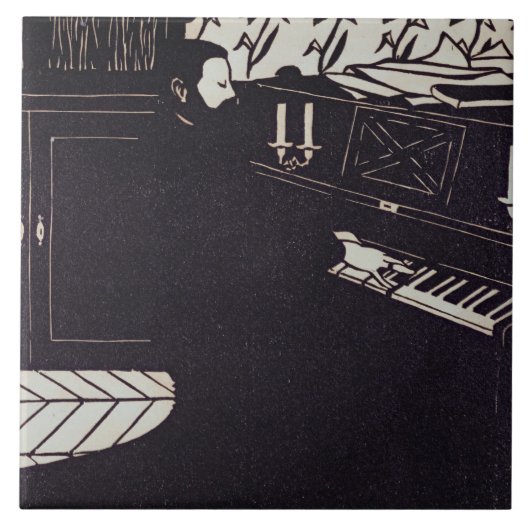 ピアノ1914年(木版画) タイル (正面)