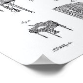 ピアノ1937パテントアートホワイト紙 ポスター (角)