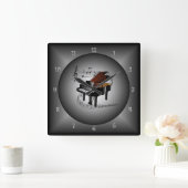 ピアノ~の楽器の~の音楽的な地球の~Scale~ スクエア壁時計 (ホーム)