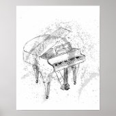 ピアノ イラスト アート ドローイング 音楽好き ポスター (正面)