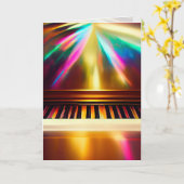 ピアノ/キーボード グリーティングカード/メモカード カード (黄色い花)