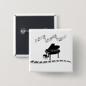 ピアノ、キーボード、音楽のノート 缶バッジ (正面&裏面)