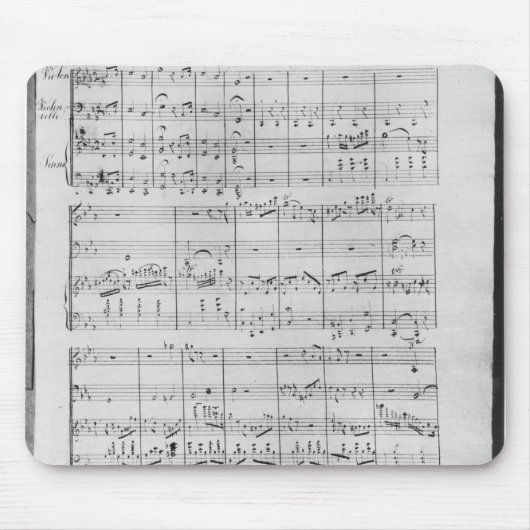 ピアノ、バイオリンおよびvioloncelloのトリオのためのスコア マウスパッド (正面)