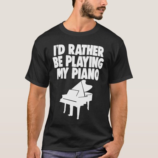 ピアノ・ピアニスト遊の音楽を好む Tシャツ (正面)