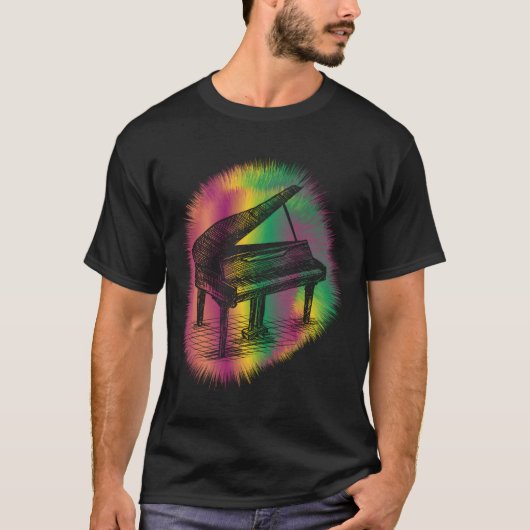 ピアノ ピアニスト ミュージシャン 楽器 ピアノ ミュージック Tシャツ (正面)