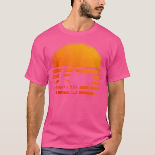 ピアノ ピアニスト レトロ 日没 ピアノ Tシャツ (正面)