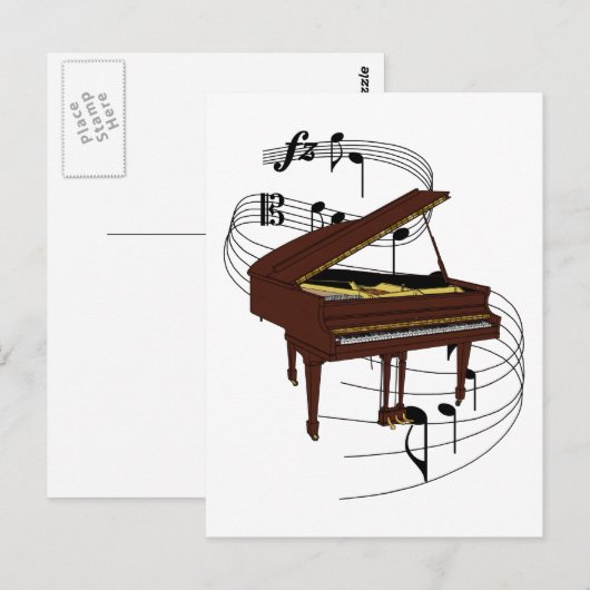 ピアノ ポストカード (正面/裏面)