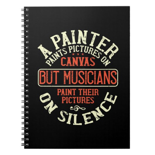 ピアノ – ミュージシャン絵を描写真 ノートブック (正面)