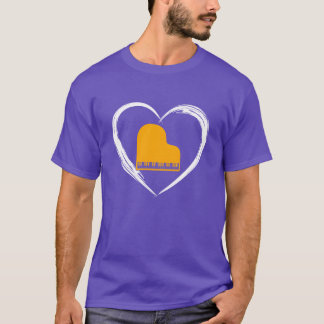 ピアノ ラブ レトロ Tシャツ