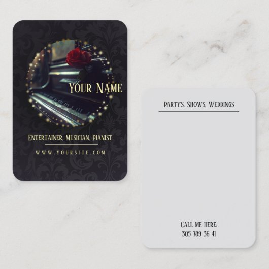 ピアノ – 名刺 (正面/裏面)