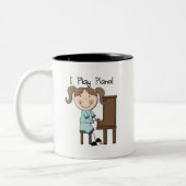 ピアノ-女性のTシャツおよびギフト ツートーンマグカップ (左)