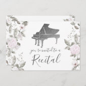 ピアノ 水彩画 花 招待状 (正面/裏面)