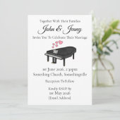 ピアノ 現代の結婚式招待状 ミュージシャン 招待状 (スタンド正面)