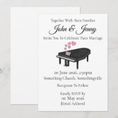 ピアノ 現代の結婚式招待状 ミュージシャン 招待状 (正面/裏面)