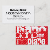 ピアノ;緋色の赤いストライプ 名刺 (正面/裏面)